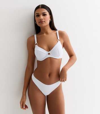 White Crinkle Textured Underwired Bikini Top