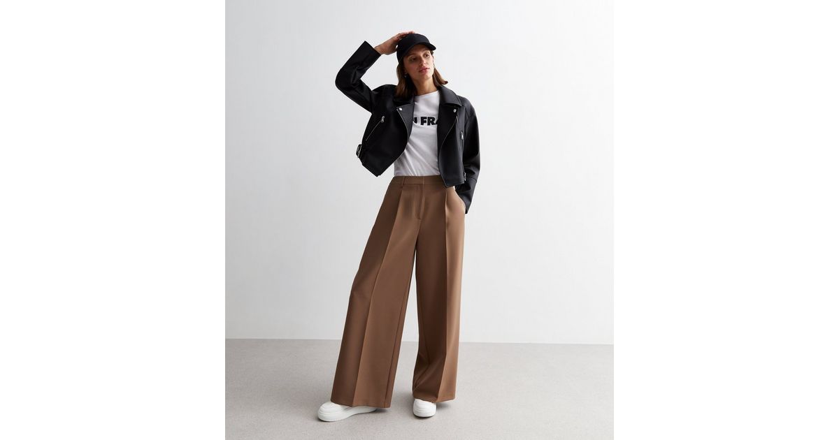 Mink Pleat Front Wide Leg Trousers | New Look