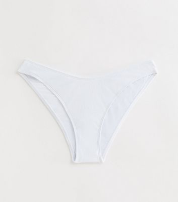 White Crinkle V Front Bikini Bottoms New Look