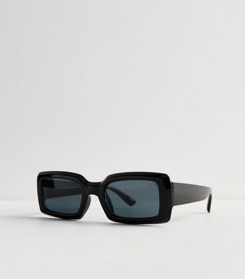 Black Rectangle Frame Sunglasses New Look