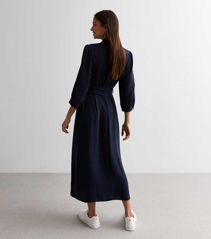 Navy Belted Midi Shirt Dress | New Look