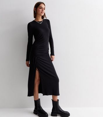 Ruched side midi discount dress