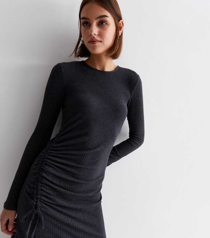 Black Tie Ruched Side Bodycon Dress – AX Paris
