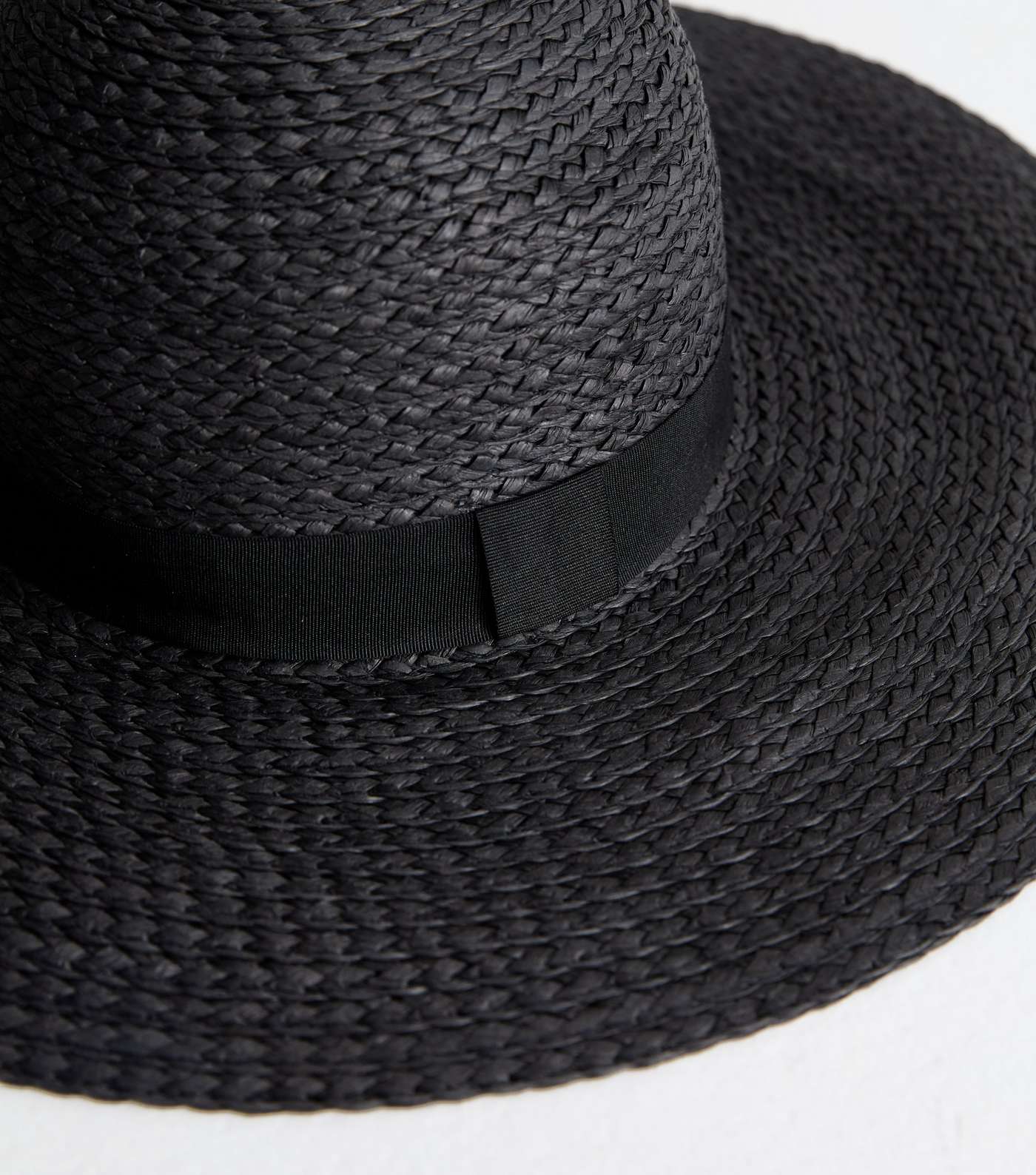 Black Straw Effect Oversized Hat Image 3