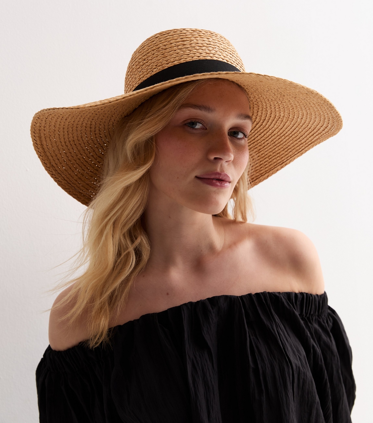 Tan Straw Effect Oversized Hat New Look