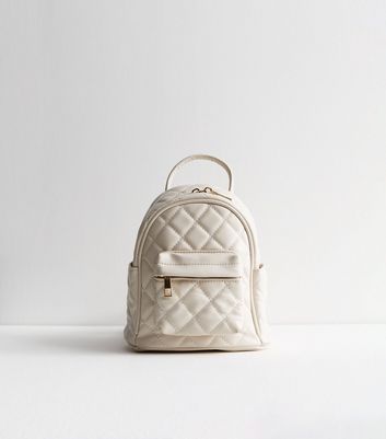 Cream Quilted Mini Backpack New Look