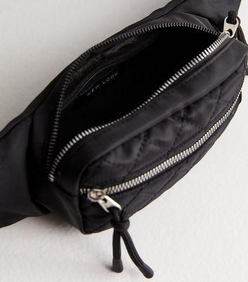 Black Quilted Bumbag New Look