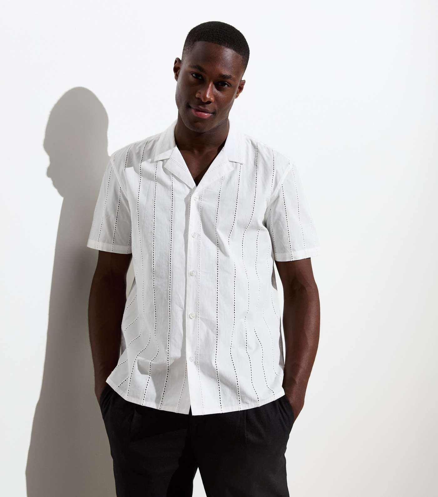 White Short Sleeve Broderie Shirt Image 2