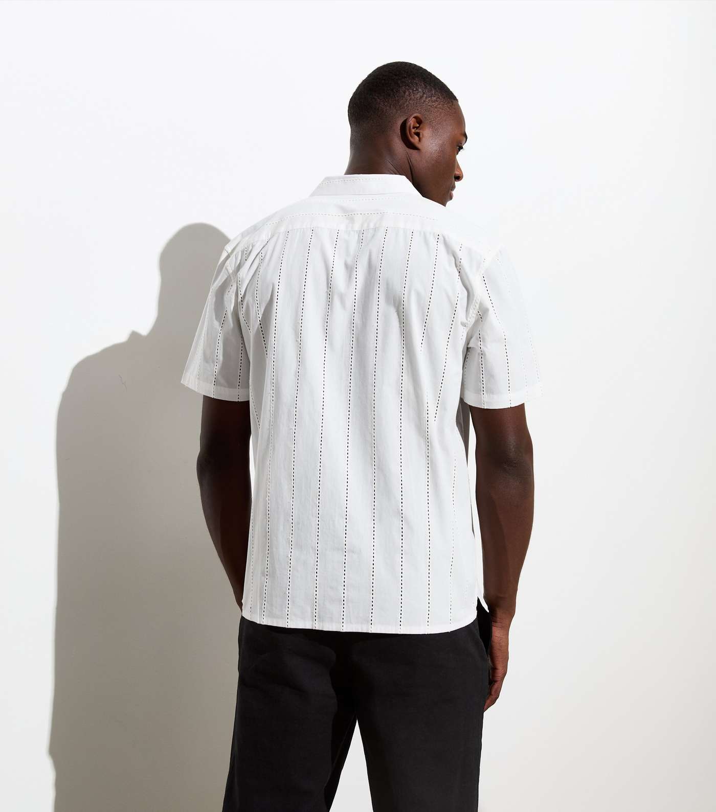 White Short Sleeve Broderie Shirt Image 4
