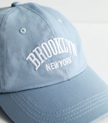 Blue Cotton Brooklyn Logo Cap New Look