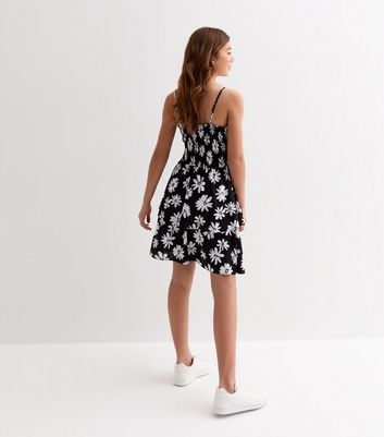 Girls Black Floral Cut Out Dress New Look