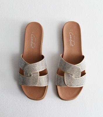 Silver Stud Twist Strap Mule Sandals | New Look