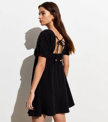 Black frill cut out tea dress best sale