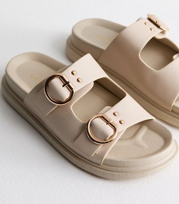 MAYA Chunky Buckle Sliders - Beige