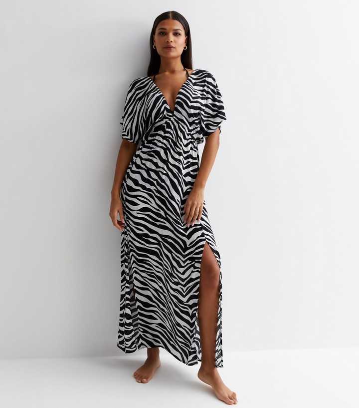 Maxi Dress Zebra Dress New Look Black Zebra Short Sleeve Maxi Dress