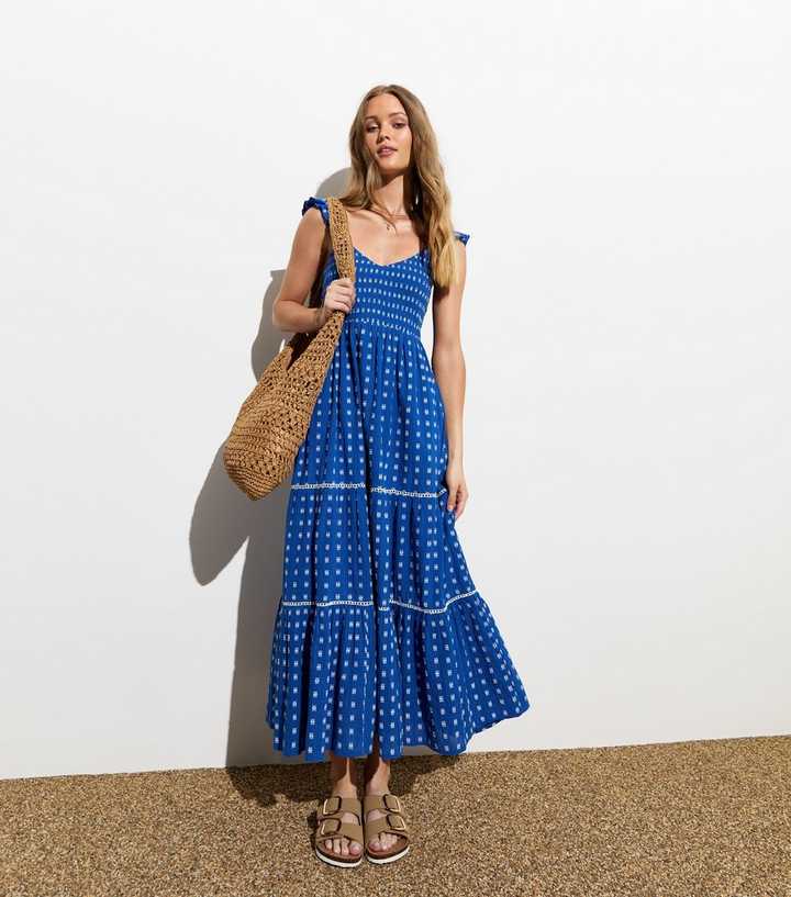 Blue Embroidered Midi Dress | New Look Blue Embroidered Midi Dress | New Look