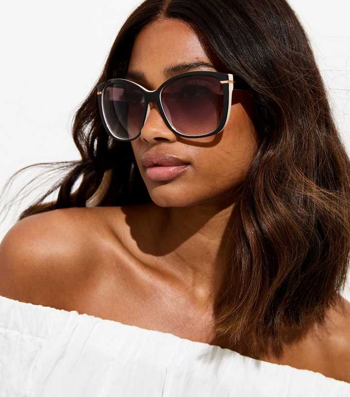 Black Contrast Square Frame Sunglasses