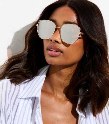 Rose Gold Curved Frame Sunglasses