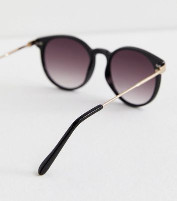 Round frame black outlet sunglasses