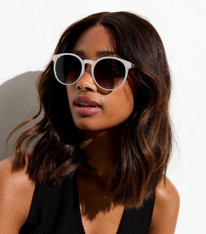White Round Frame Sunglasses