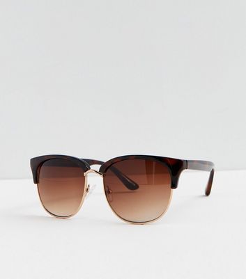 Brown Tortoiseshell Effect Square Frame Sunglasses New Look