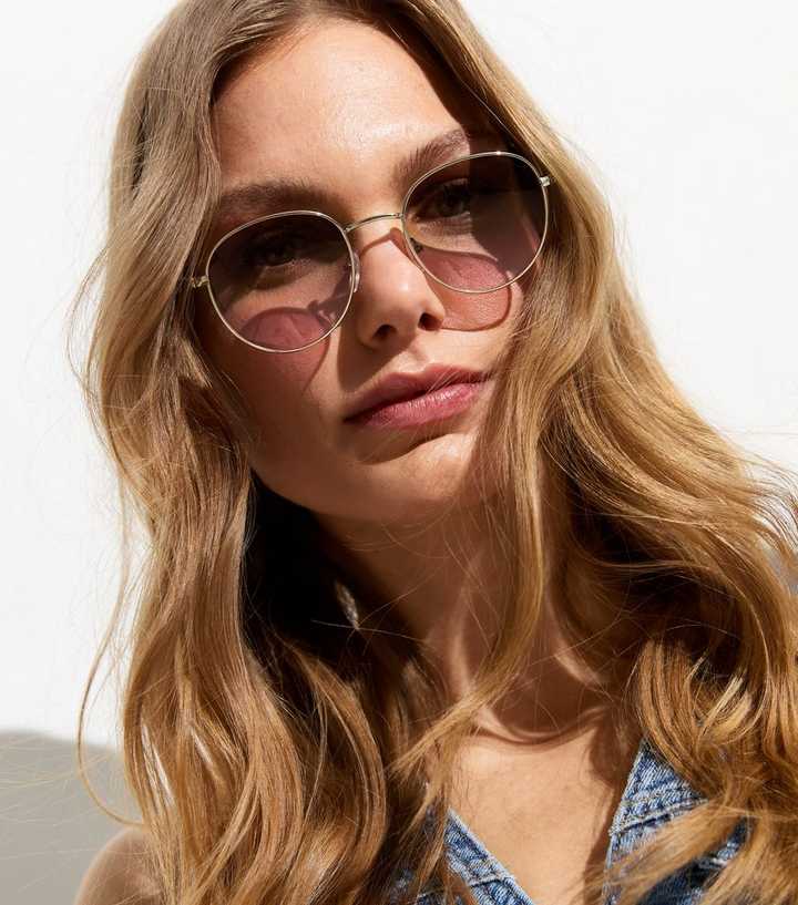 Gold Round Frame Sunglasses New Look