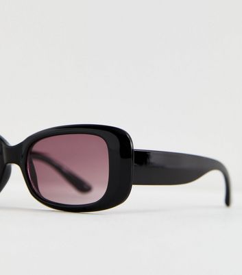 Black Rectangle Frame Sunglasses New Look