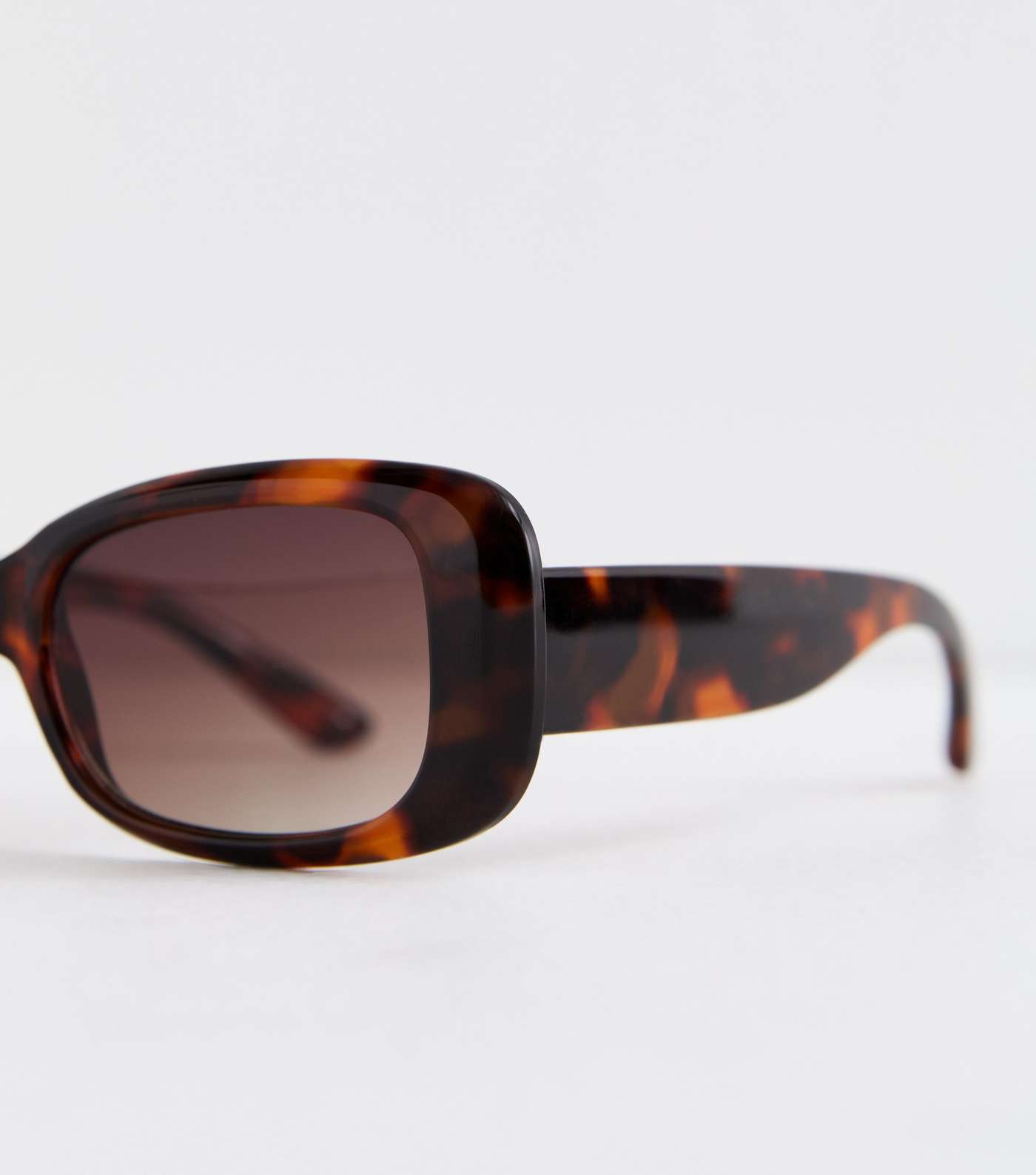 Dark Brown Tortoiseshell Effect Rectangle Frame Sunglasses Image 3