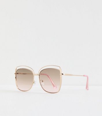 Gold Square Frame Sunglasses New Look