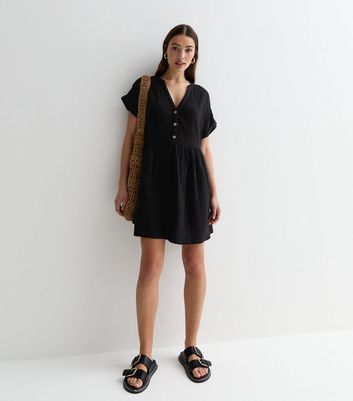 Black cotton mini dress best sale