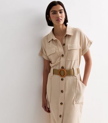 Belted utility midi shirt clearance dress