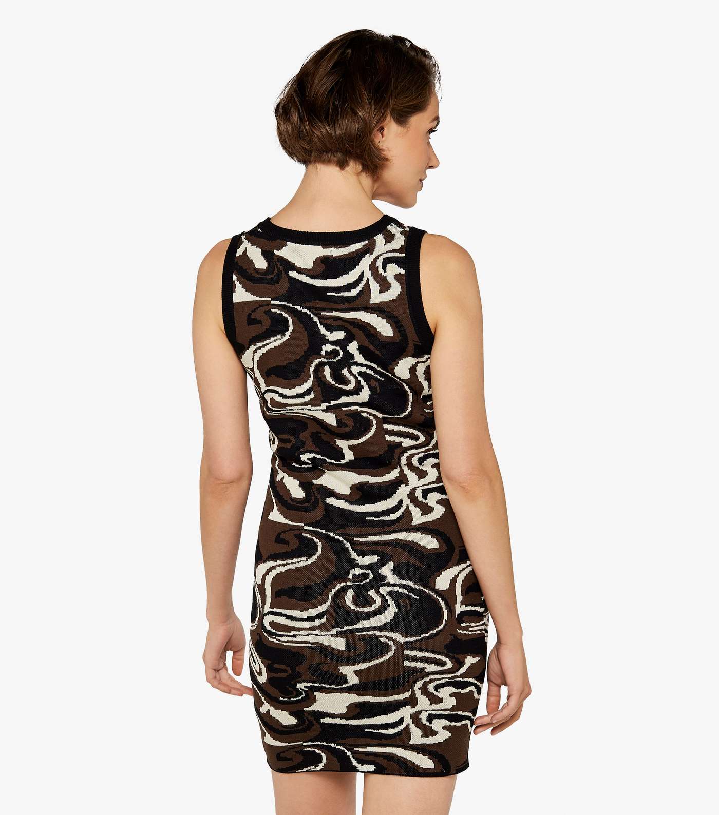 Apricot Brown Swirl Knitted Mini Bodycon Dress Image 3
