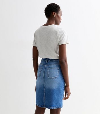 Tall knee length outlet denim skirt