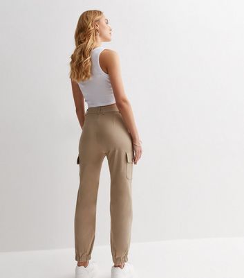 Pink Vanilla Stone Stretch Cuffed Cargo Trousers New Look