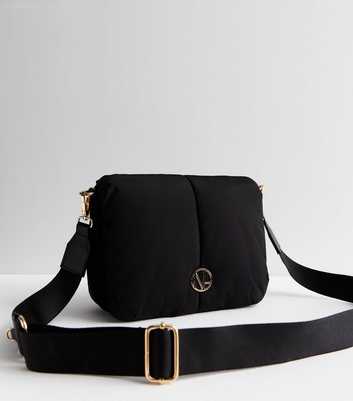 Black Puffy Quilted Cross Body Bag