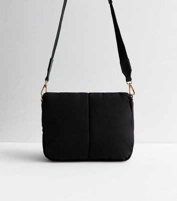 Black Puffy Quilted Cross Body Bag New Look