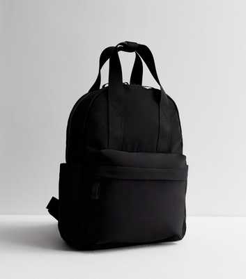 Black Top Handle Midi Backpack