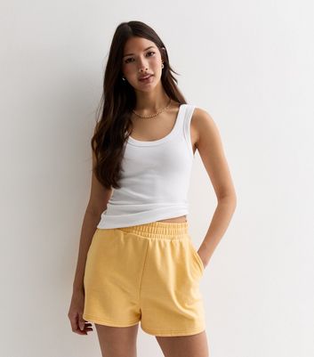 Pale Yellow Jogger Shorts New Look