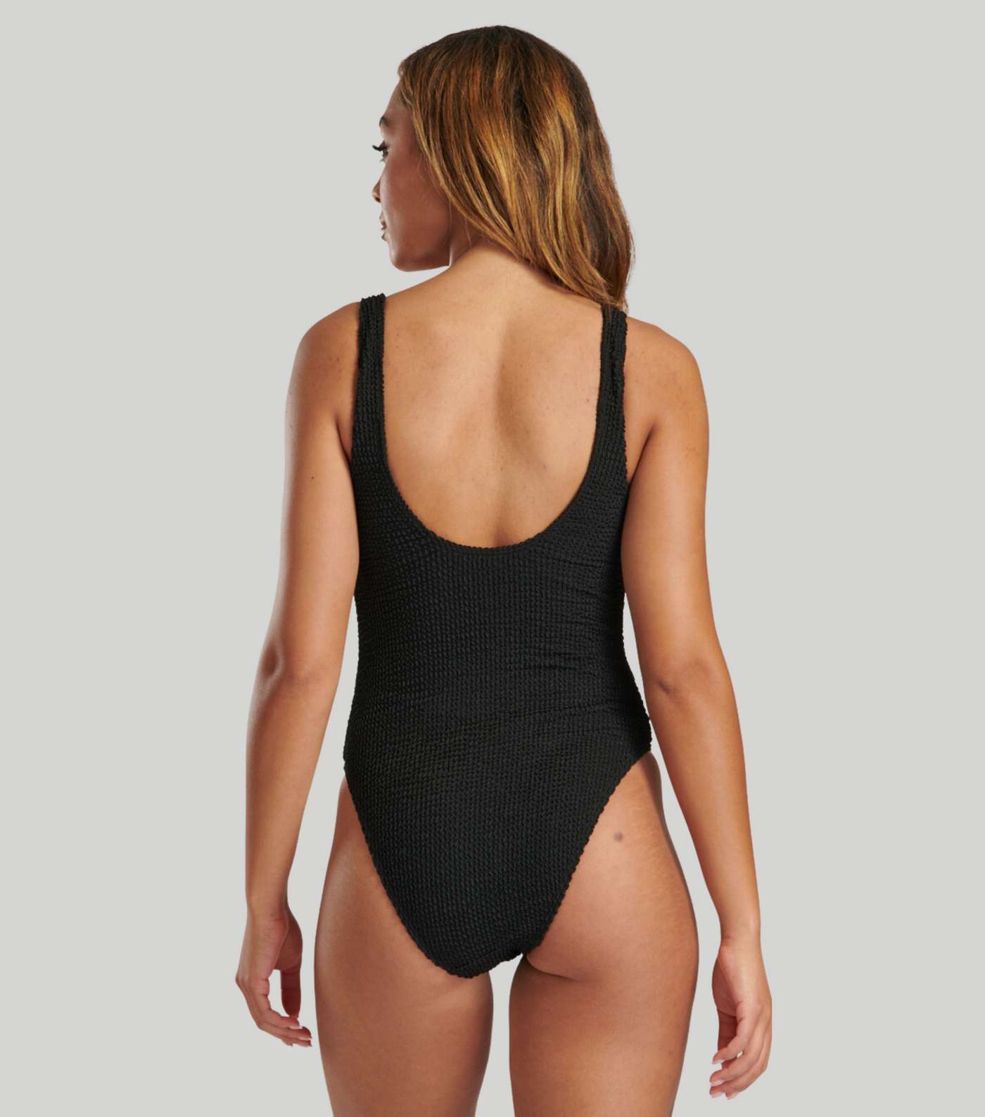 South Beach Black Textured Crinkle Swimsuit Image 5