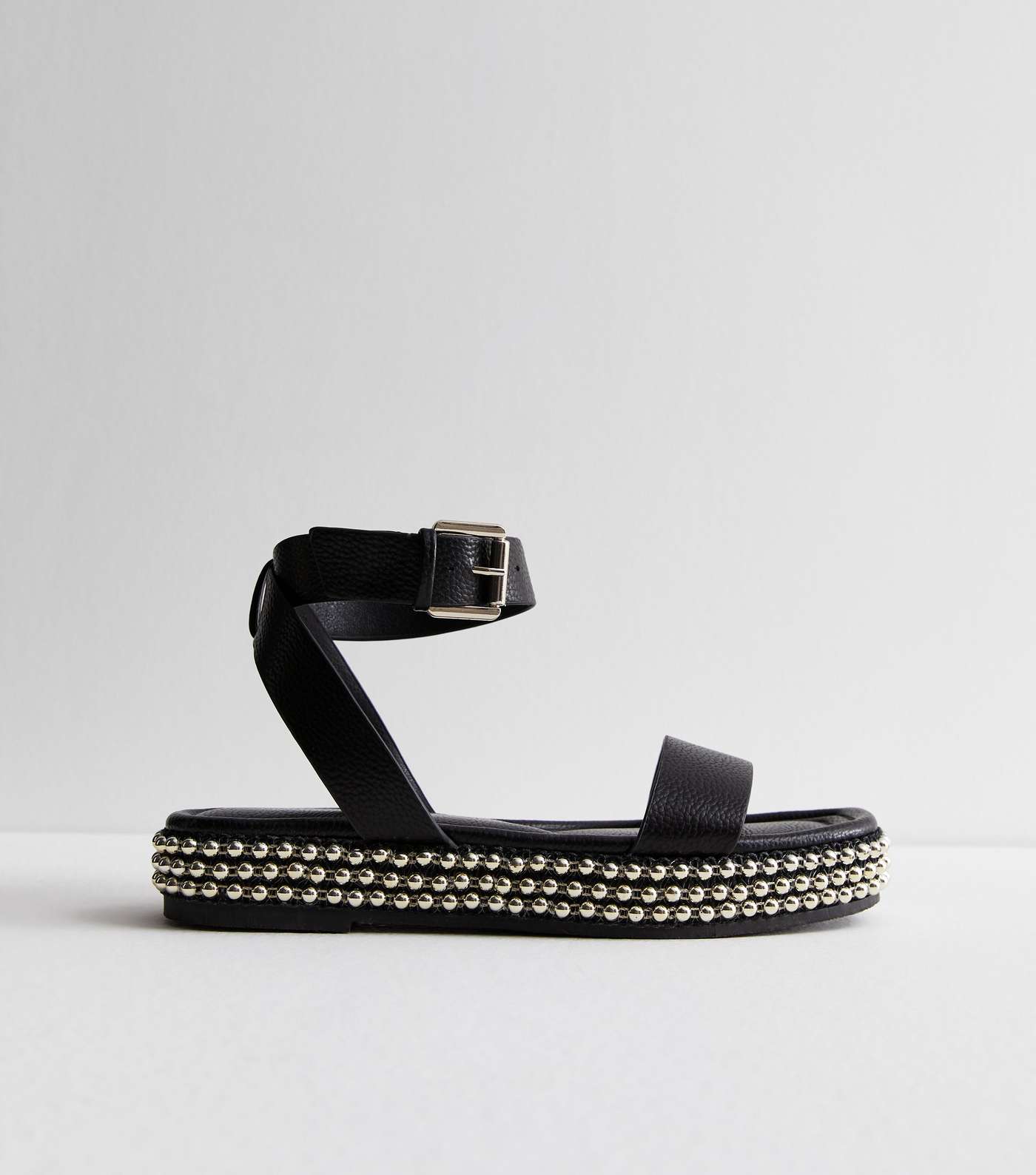 Black Studded 2 Part Flatform Sandals Image 3
