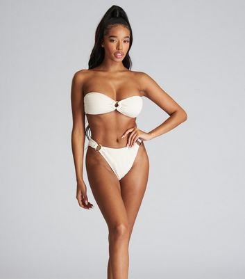 White Mix Match Fabric Bandeau Bikini Top