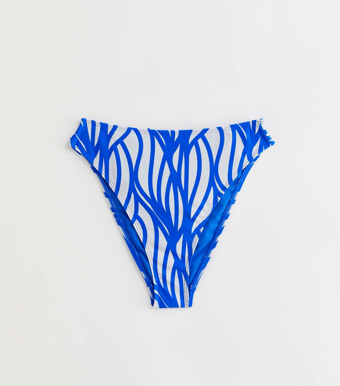 Blue Line Print High Waist Bikini Bottoms Image 5