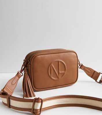 Tan Leather-Look Embossed Cross Body Bag