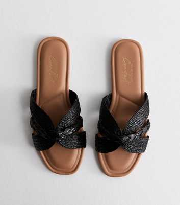Black Raffia Woven Mule Sandals