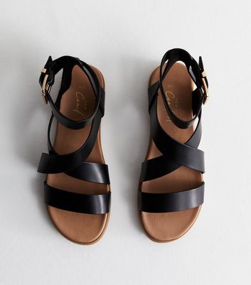 Black Cross-Strap Gladiator Sandals | New Look