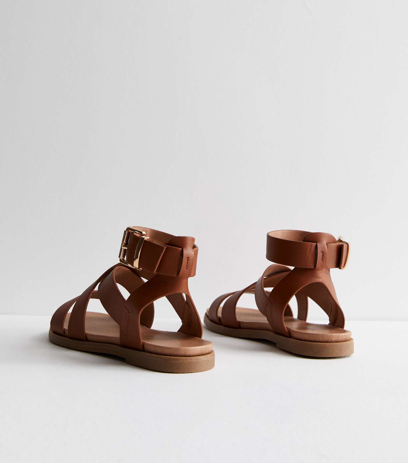 Tan Cross-Strap Gladiator Sandals Image 5