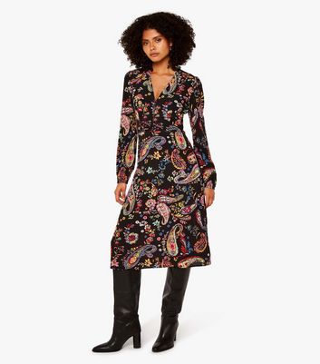 Apricot Blue Paisley Long Sleeve Midi Dress | New Look