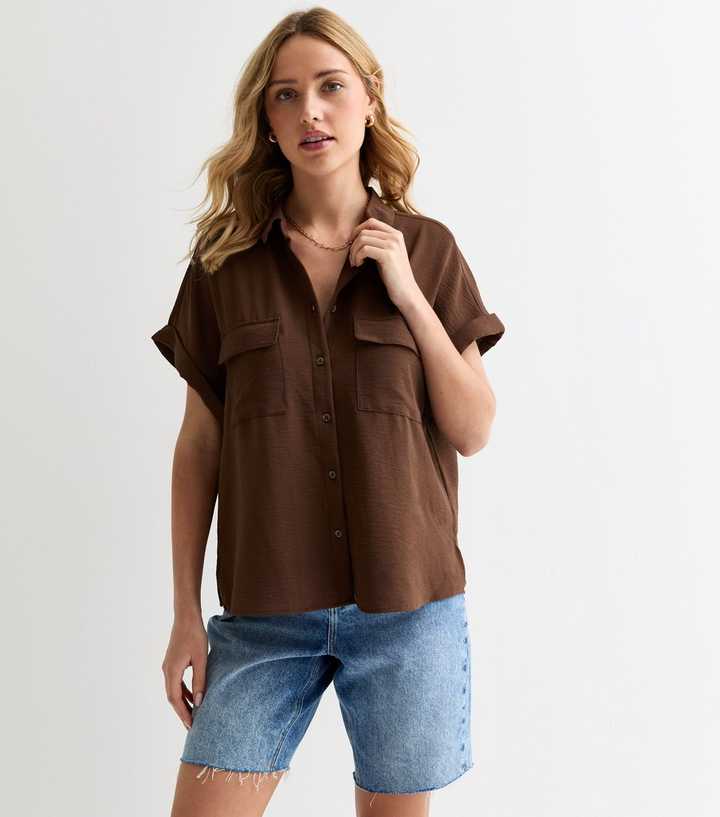 Dark Brown Short Sleeve Shirt