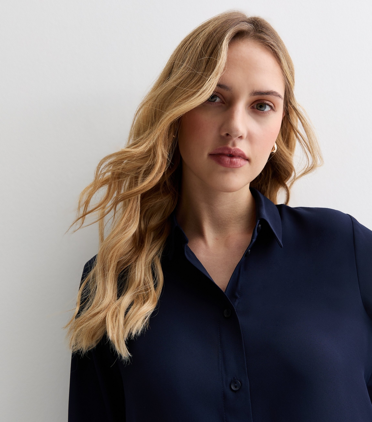 Women's Navy Long Sleeve Shirt New Look
