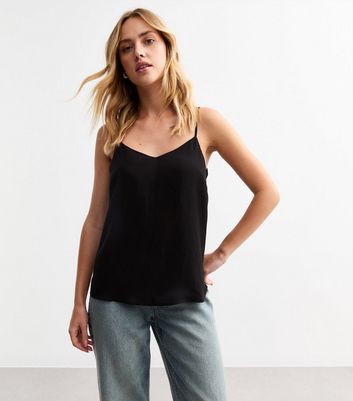 Black V Neck Cami Top New Look